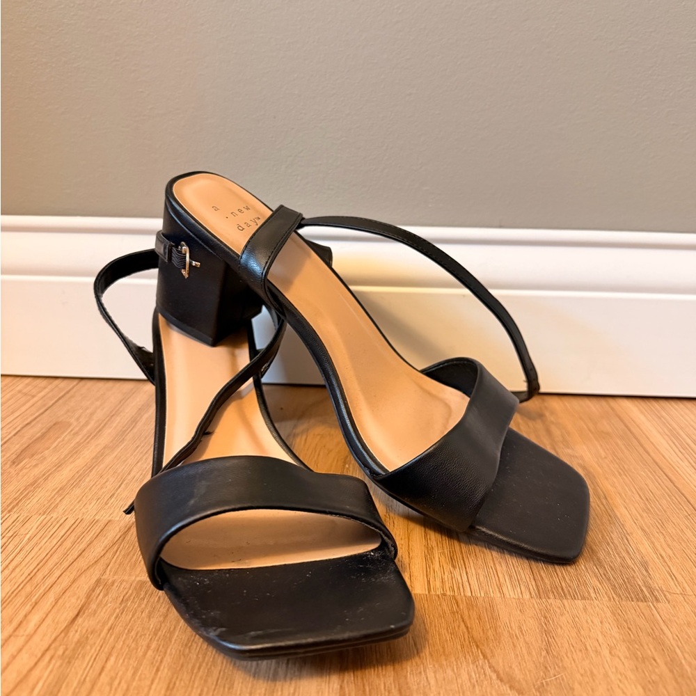 a new day Black Strappy Heels